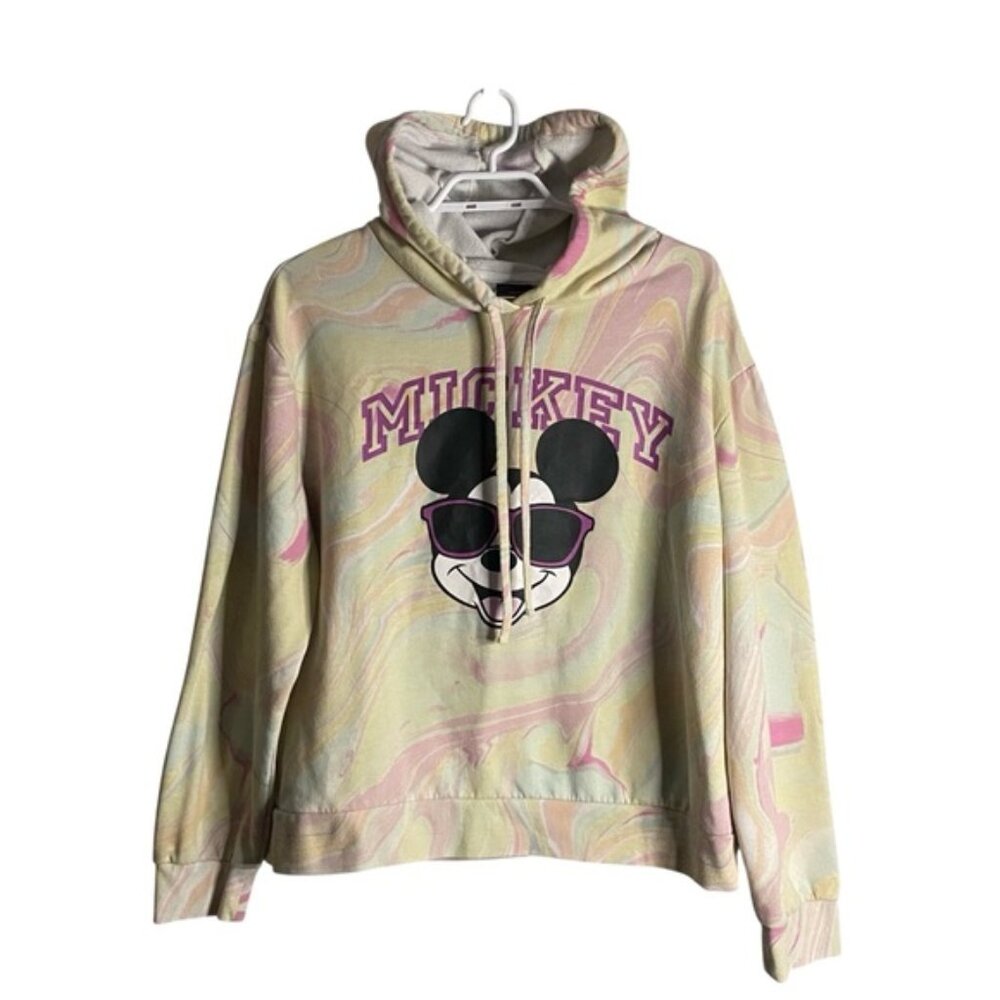 Mickey Mouse Women's Pink Swirl Graphic Sweatshirt Hoodie